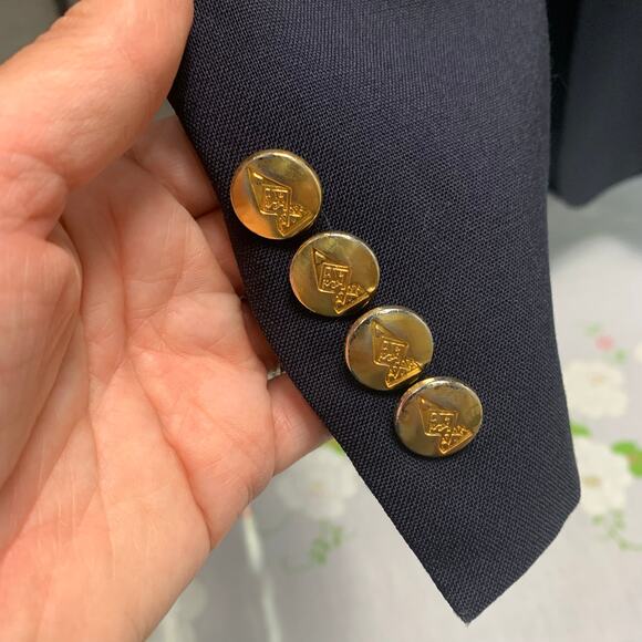 Vintage Austin Reed Men's Navy Blue Blazer Union Made USA Size 42L Gold Buttons - Picture 7 of 13